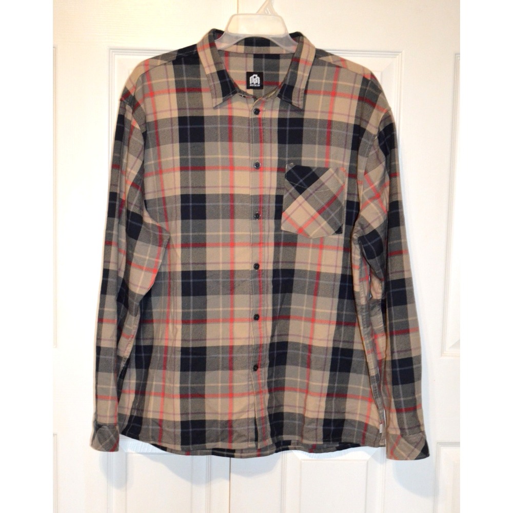 Lot of 2 Into The AM Flannel Shirts Mens 2XL Brown Black & Cream Red Black - Picture 3 of 16